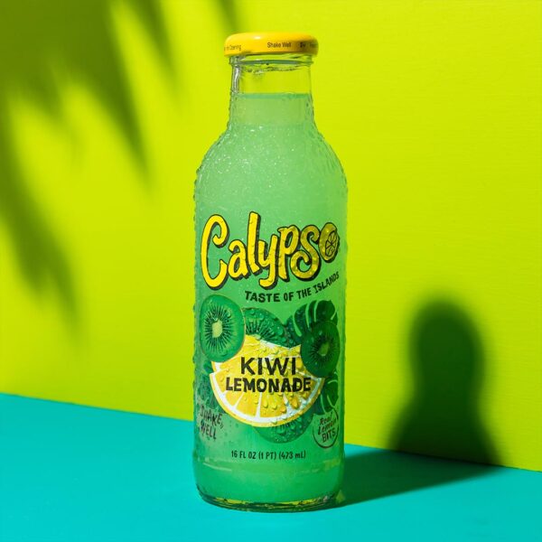 Calypso Kiwi Lemonade on a colorful neon background.