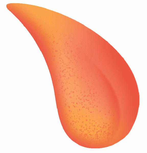 A single stylized orange and red flame or droplet shape on a white background.
